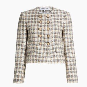 Veronica Beard Bentley Check Tweed Crop Jacket